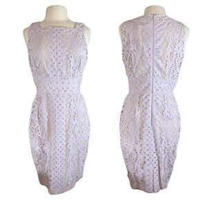 Antonio Melani Sz 10 Lace Overlay Dress Light Mauve Purple Square Neck Flower